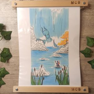 Renard et fleurs (reproduction/print)