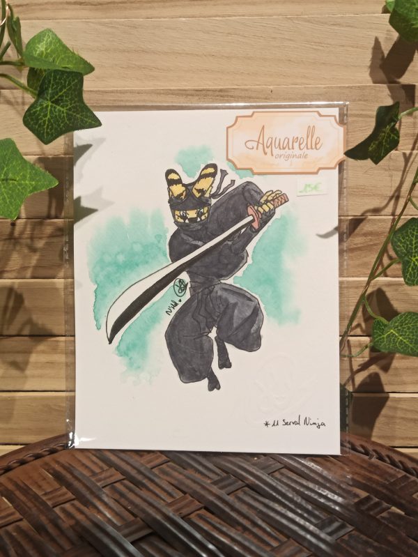 Serval Ninja (aquarelle originale)
