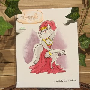Chatte persane courtisane (aquarelle originale)