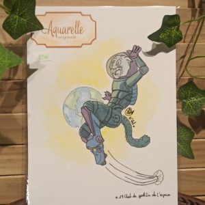 Chat de gouttière de l'espace (aquarelle originale)