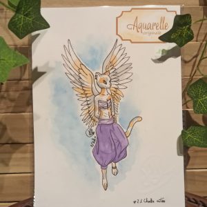 Chatte ailée (aquarelle originale)