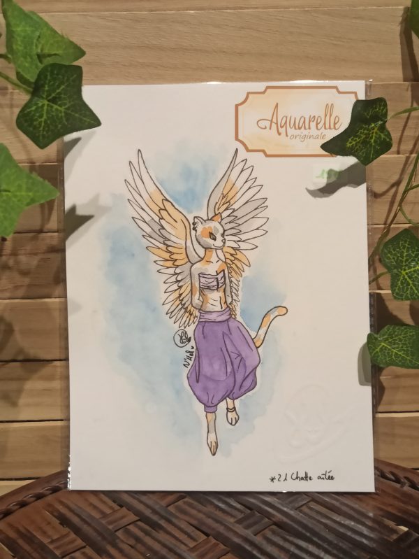Chatte ailée (aquarelle originale)