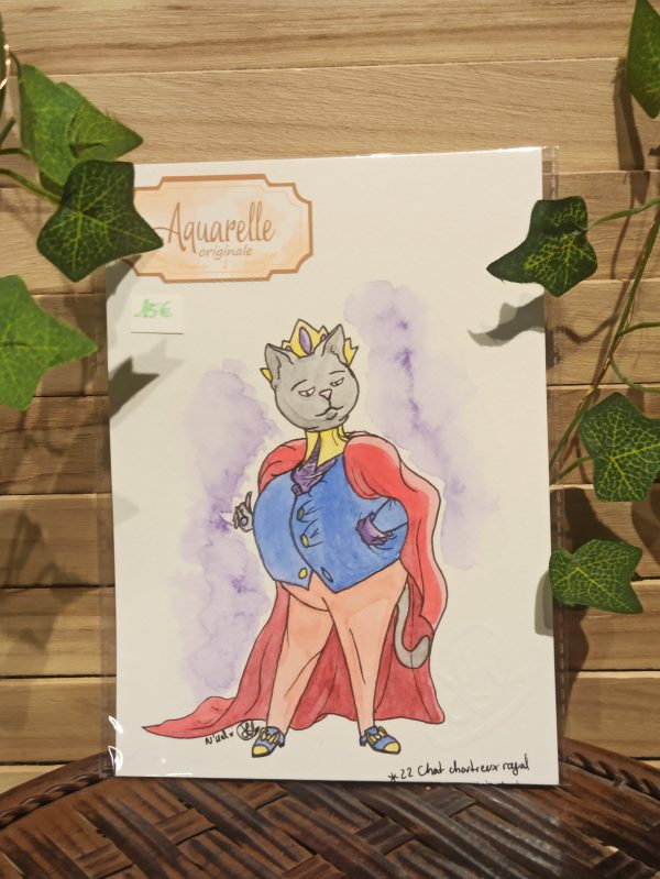 Chat chartreux royal (aquarelle originale)
