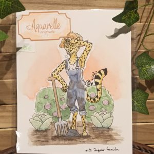 Jaguar fermière (aquarelle originale)