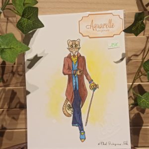 Chat rubigineux noble (aquarelle originale)