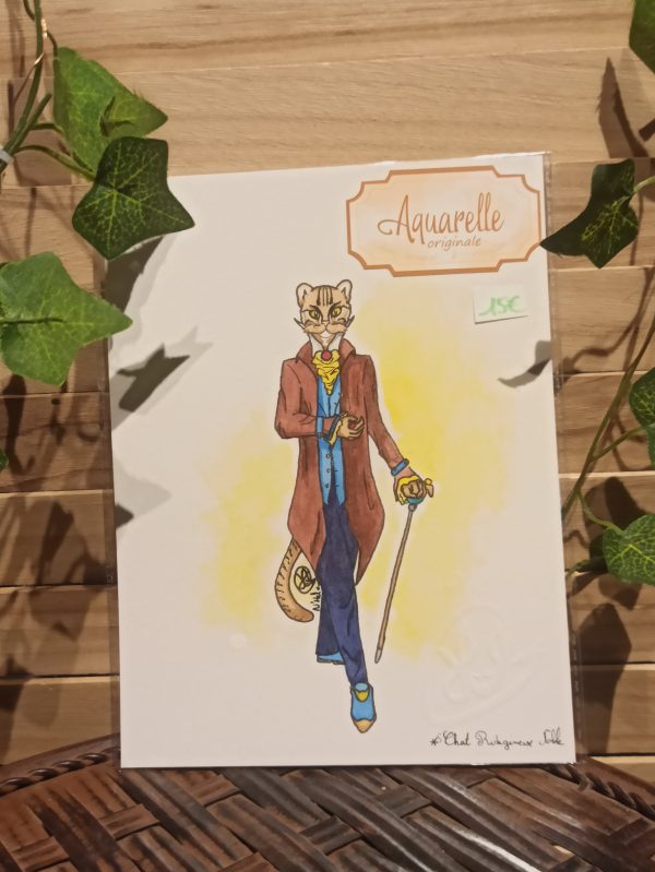 Chat rubigineux noble (aquarelle originale)