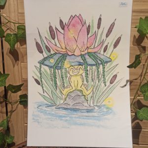 Grenouille et nénuphars (reproduction/print) A4