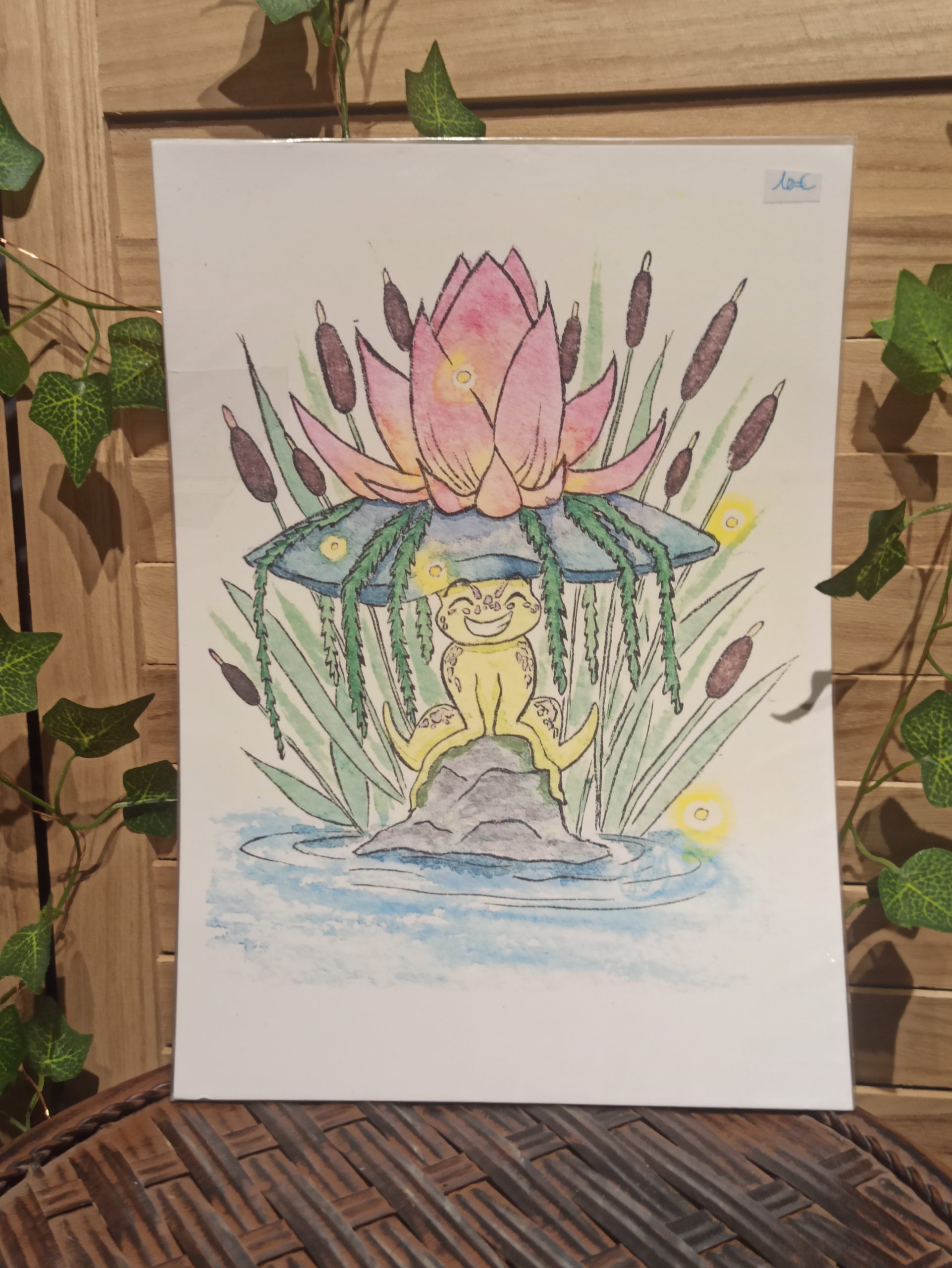Grenouille et nénuphars (reproduction/print) A4