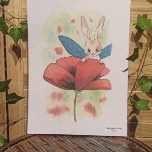 Lapin ailé (reproduction/print) A4