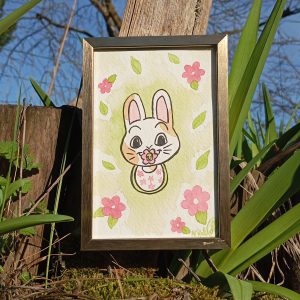 Aquarelle lapereau printanier