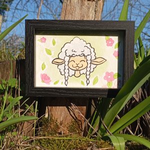 Aquarelle brebis printanière