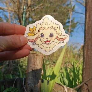 Autocollant - mouton et fleur