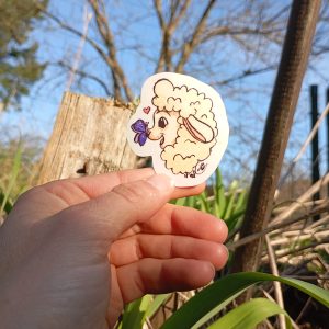 Autocollant - mouton et papillon