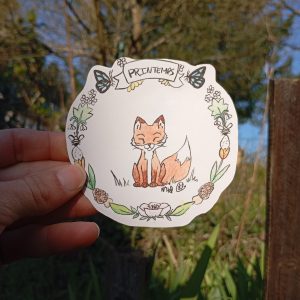 Autocollant - renard printemps